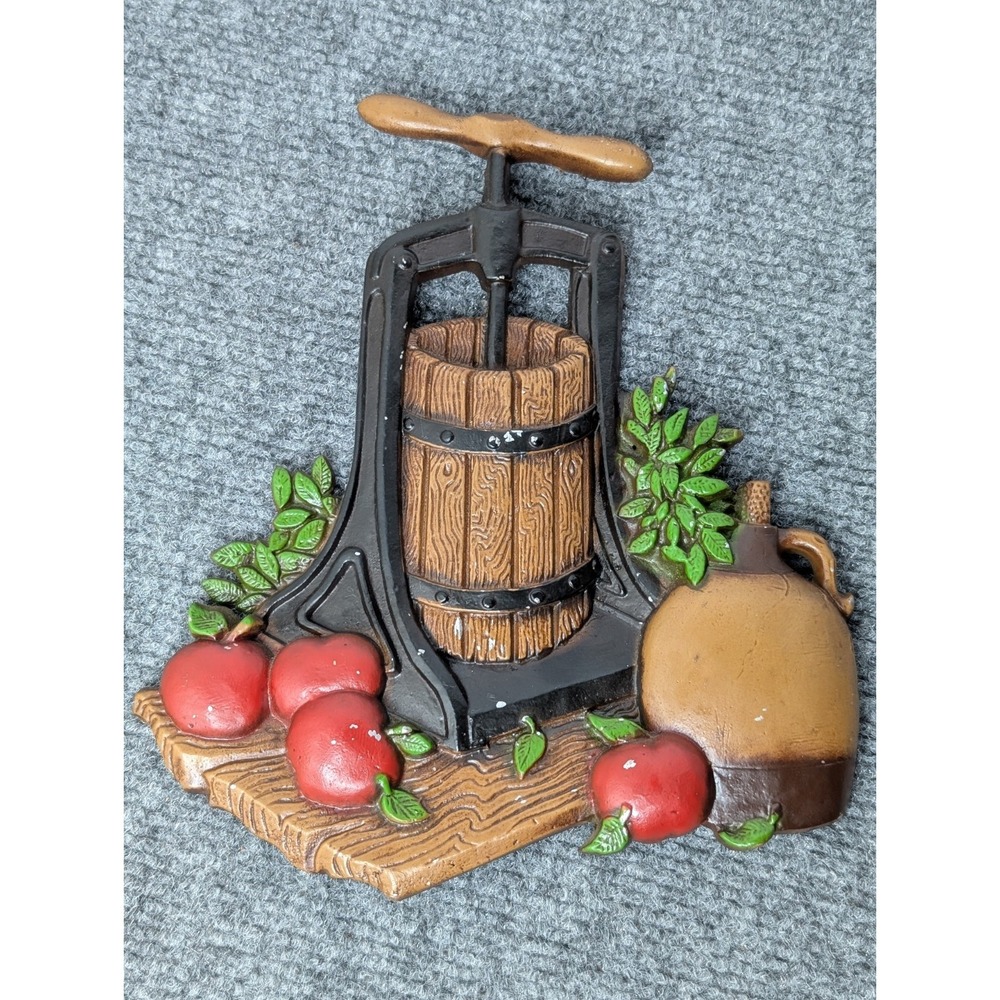 Vintage Homco USA 1978 Cast Metal Country Core Décor Kitchen Apple Press Cider